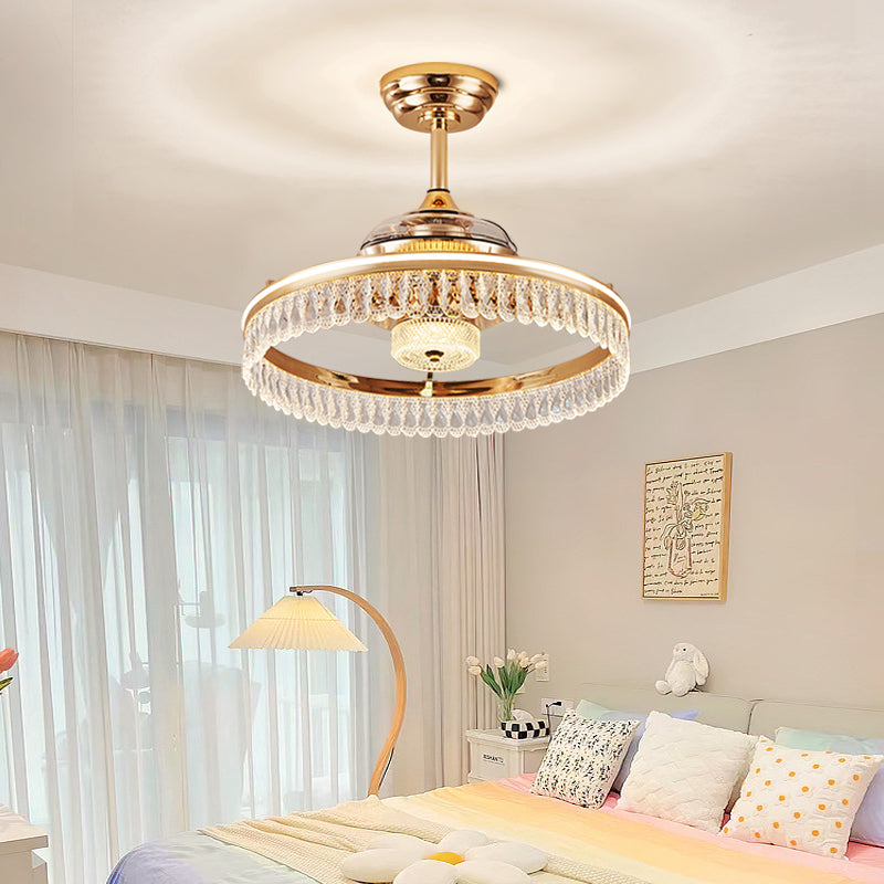Fan light, dining room light, bedroom light, crystal chandelier, modern minimalist style YUHUAQI LIGHTING