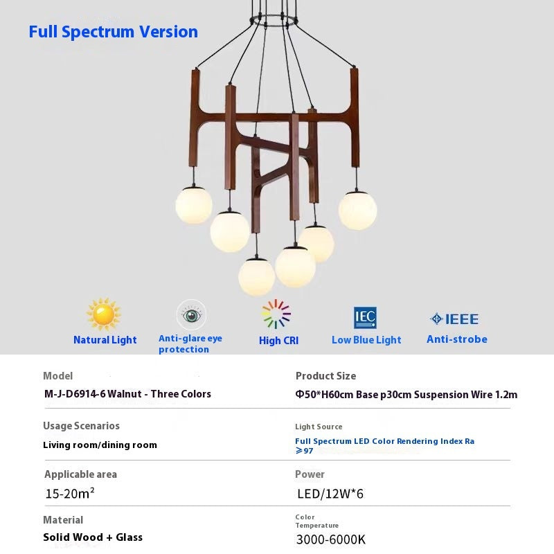 Living Room Chandelier Solid Wood Stairs Dining-room Lamp CJ