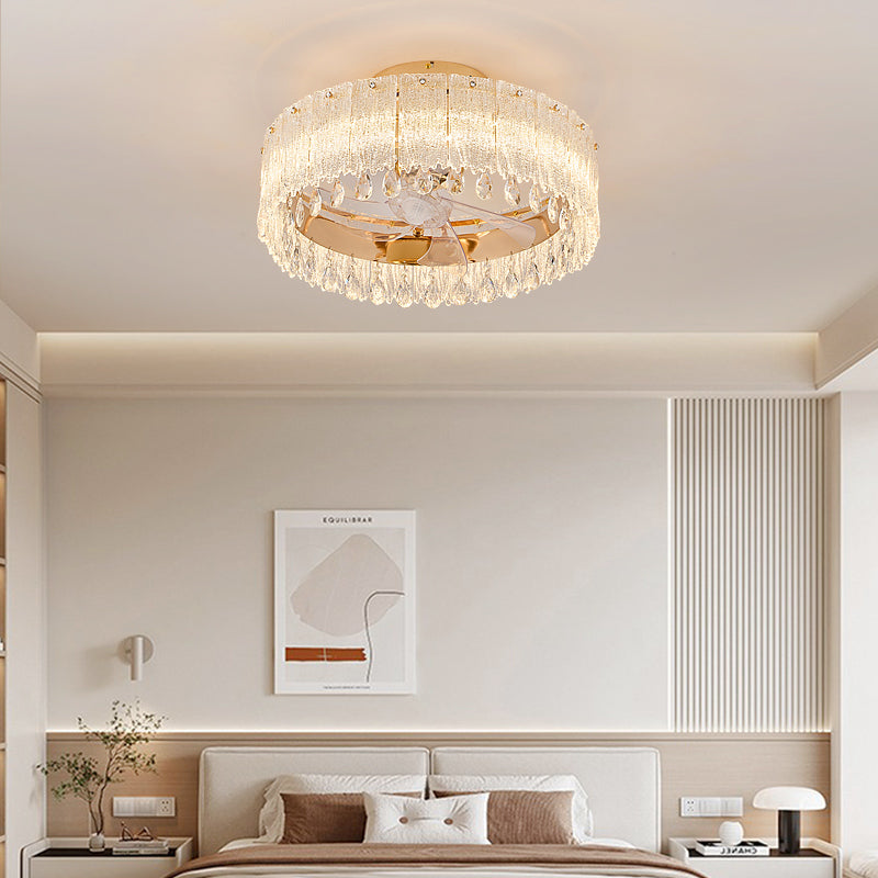 Fan light, dining room light, bedroom light, crystal chandelier, modern minimalist styleHQC4895-5335-6435/X2838-3245 YUHUAQI LIGHTING