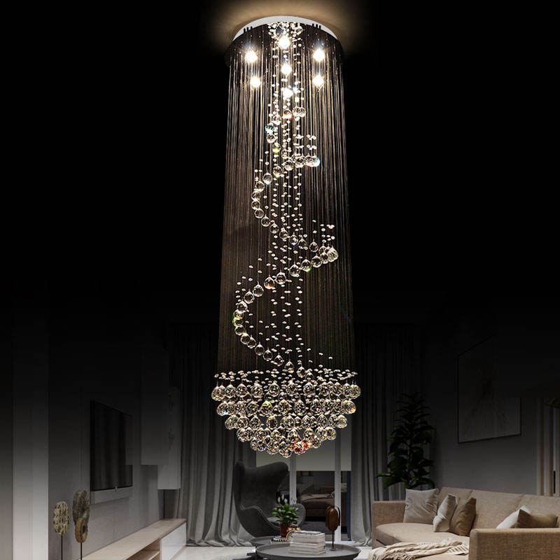 6057Modern simple light luxury golden crystal ceiling lamp stair light YUHUAQI LIGHTING
