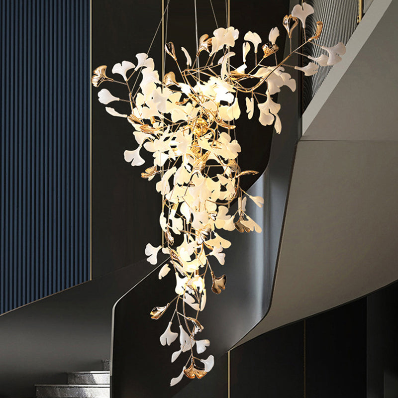 Staircase lights, crystal ceramic chandeliers, glass chandeliers, custom hotel lighting, living room lights, lobby chandeliers YUHUAQI LIGHTING