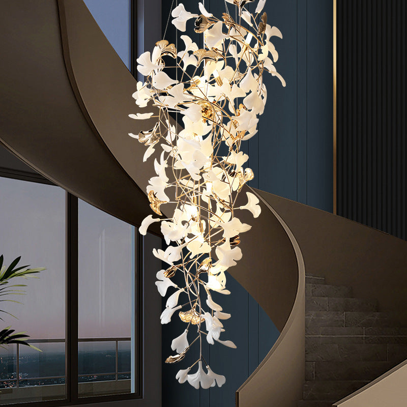 Staircase lights, crystal ceramic chandeliers, glass chandeliers, custom hotel lighting, living room lights, lobby chandeliers YUHUAQI LIGHTING