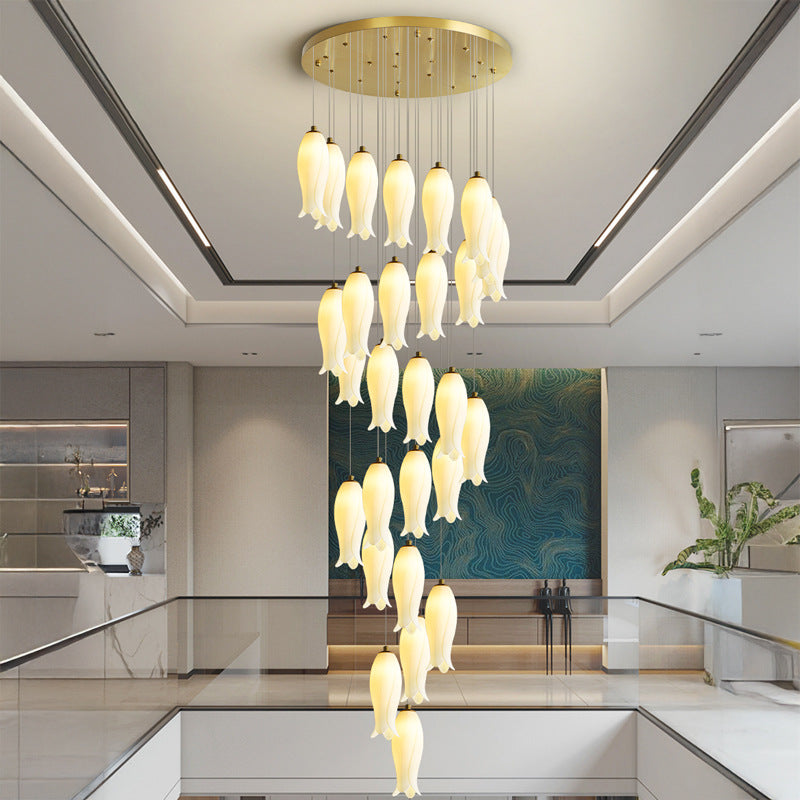 Staircase lights, hallway lights, glass chandeliers, custom hotel lighting fixtures YUHUAQI LIGHTING