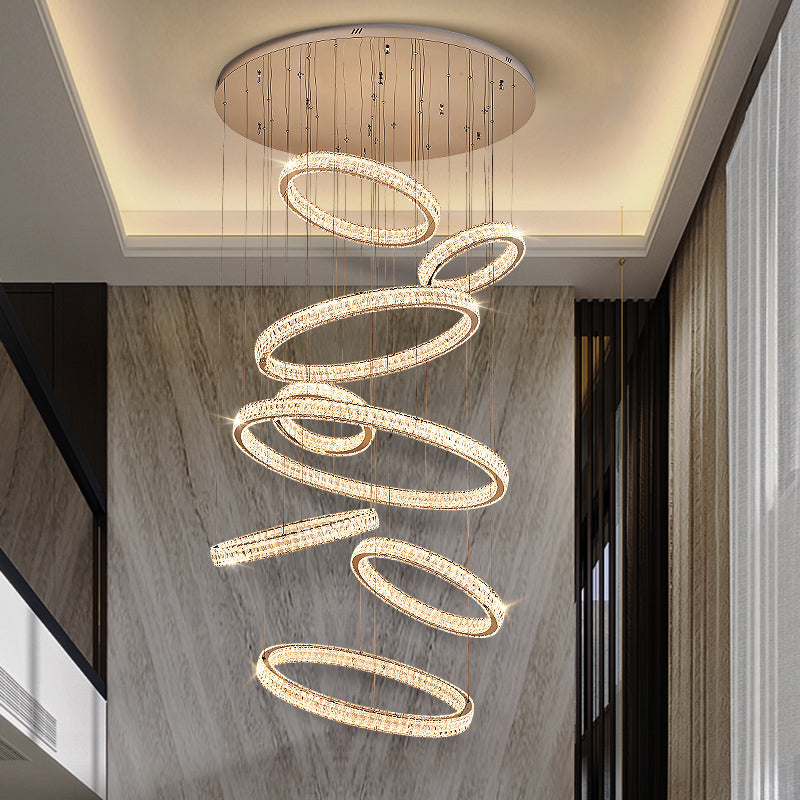 Staircase lights, villa chandeliers, ceiling lights, entryway chandeliers, crystal chandeliers YUHUAQI LIGHTING