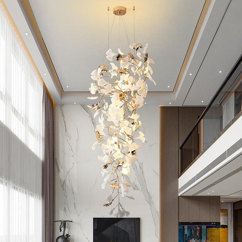 Staircase lights, crystal ceramic chandeliers, glass chandeliers, custom hotel lighting, living room lights, lobby chandeliers YUHUAQI LIGHTING