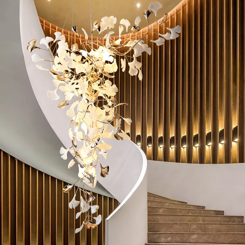 Staircase lights, crystal ceramic chandeliers, glass chandeliers, custom hotel lighting, living room lights, lobby chandeliers YUHUAQI LIGHTING