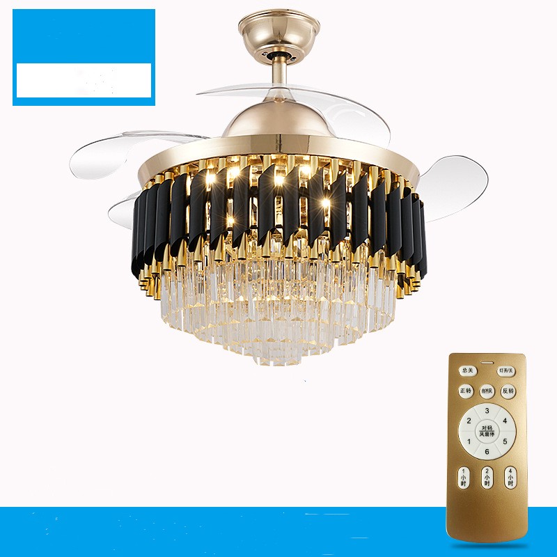 LED Frequency Conversion Fan Light Crystal Chandelier NatalizHomeShop
