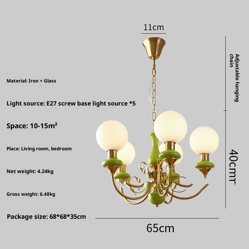 Fruit Green Chandelier Retro Bedroom Living Room Entrance Lamp CJ