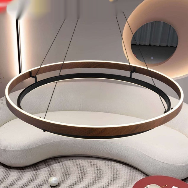 Italian Modern Minimalist Wood Grain Living Room Chandelier CJ