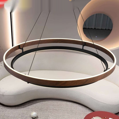 Italian Modern Minimalist Wood Grain Living Room Chandelier CJ