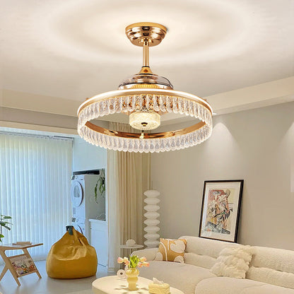 Fan light, dining room light, bedroom light, crystal chandelier, modern minimalist style YUHUAQI LIGHTING