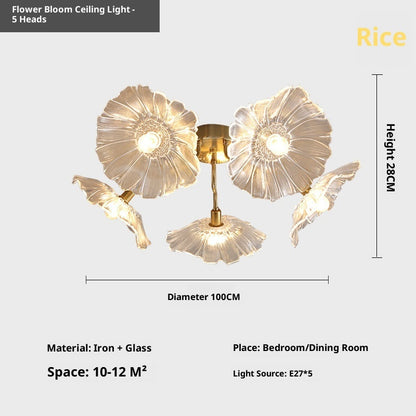 Modern Simple Home Glass Lotus Leaf Chandelier CJ