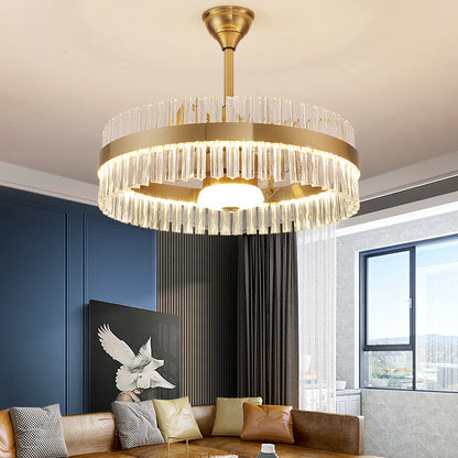Fan light, dining room light, bedroom light, crystal light, crystal chandelier YUHUAQI LIGHTING