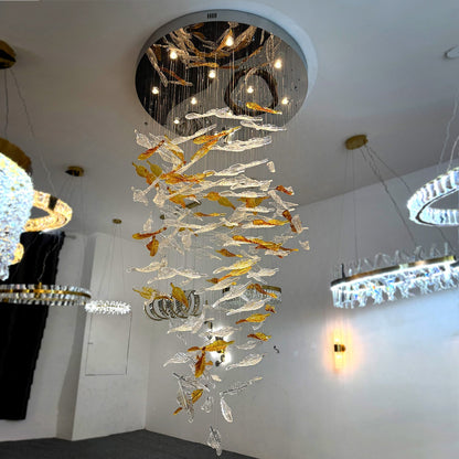 Hotel chandeliers, staircase chandeliers, custom-made leaf lights YUHUAQI LIGHTING