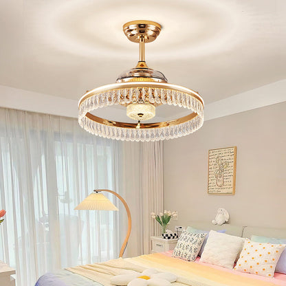 Fan light, dining room light, bedroom light, crystal chandelier, modern minimalist style YUHUAQI LIGHTING