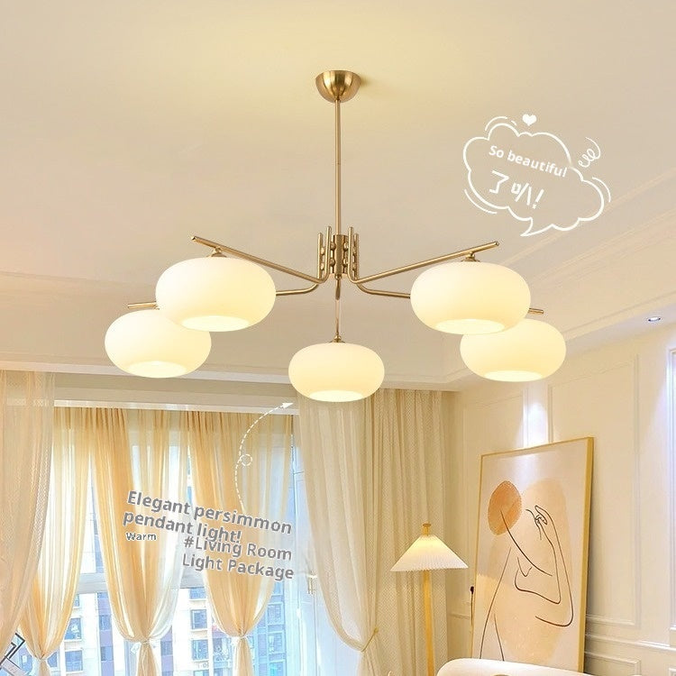 Simple Modern Bedroom Light Cream Style Persimmon Chandelier CJ