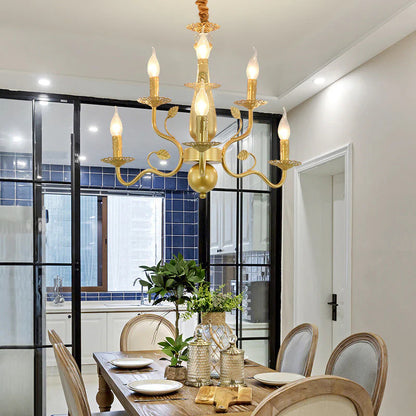 Living Room Bedroom Aisle Wrought Iron Candle Crystal Chandelier CJ