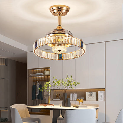 Fan light, dining room light, bedroom light, crystal chandelier, modern minimalist style YUHUAQI LIGHTING