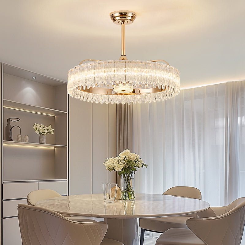 Fan light, dining room light, bedroom light, crystal chandelier, modern minimalist styleHQC4895-5335-6435/X2838-3245 YUHUAQI LIGHTING