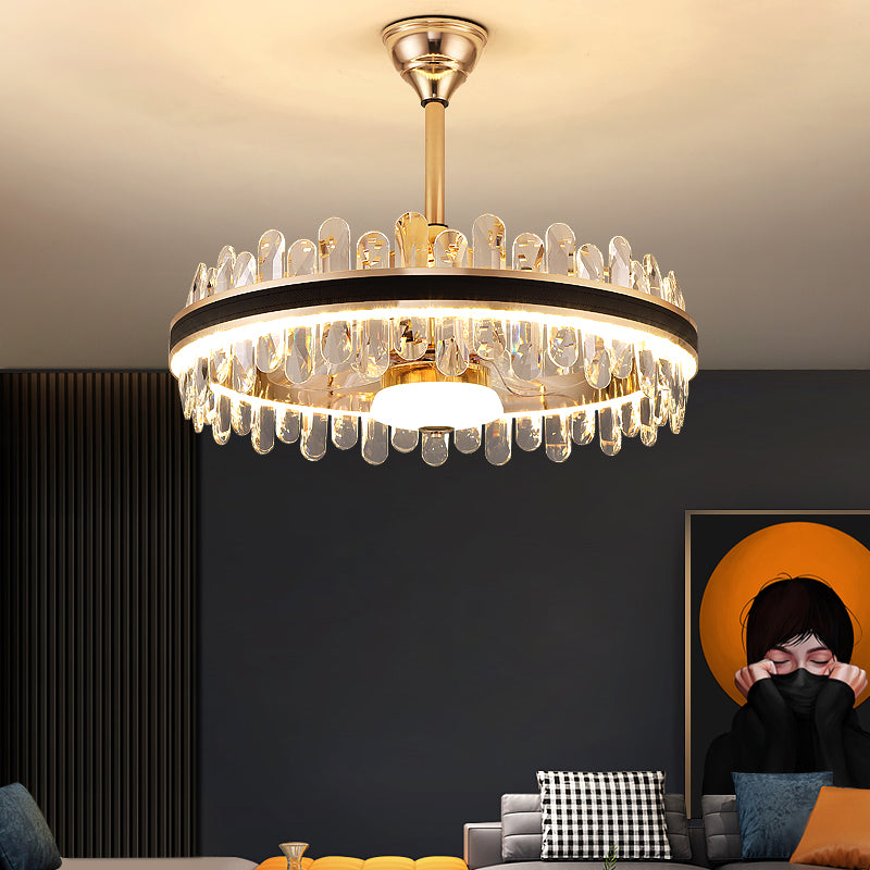 Fan light, dining room light, bedroom light, crystal light, crystal chandelier YUHUAQI LIGHTING