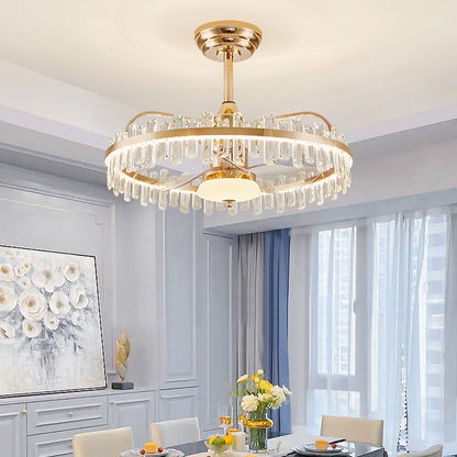 Fan light, dining room light, bedroom light, crystal chandelier. YUHUAQI LIGHTING