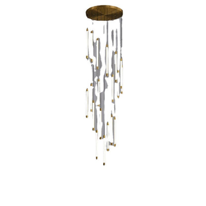All Copper Duplex Staircase Long Chandelier CJ