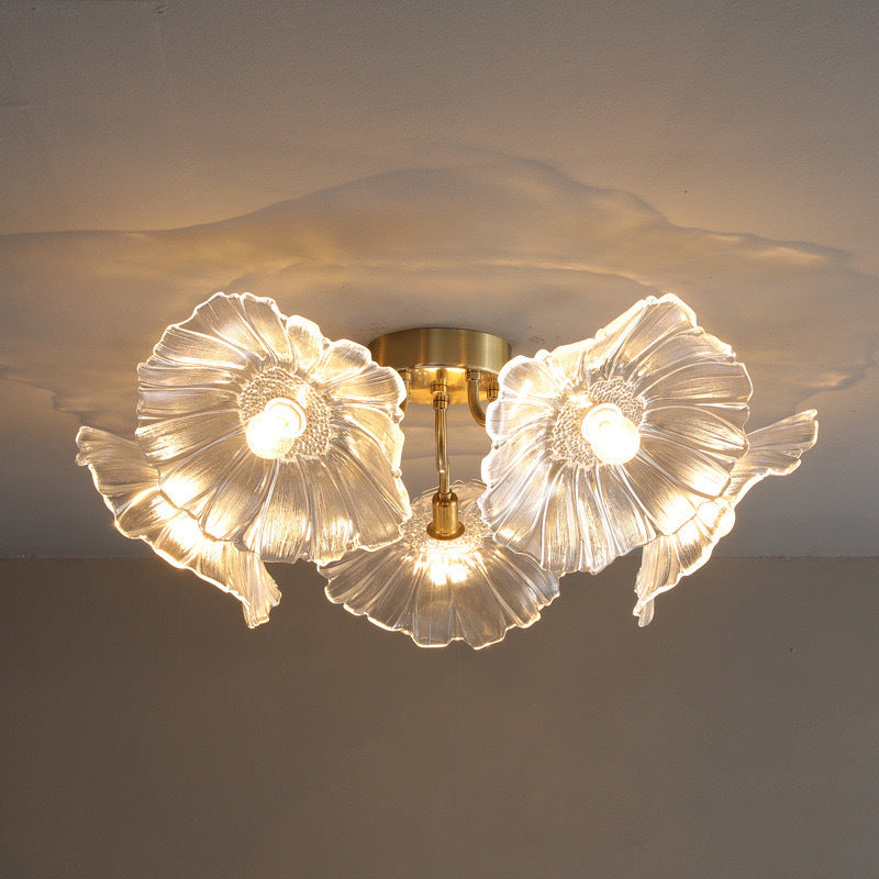 Modern Simple Home Glass Lotus Leaf Chandelier CJ