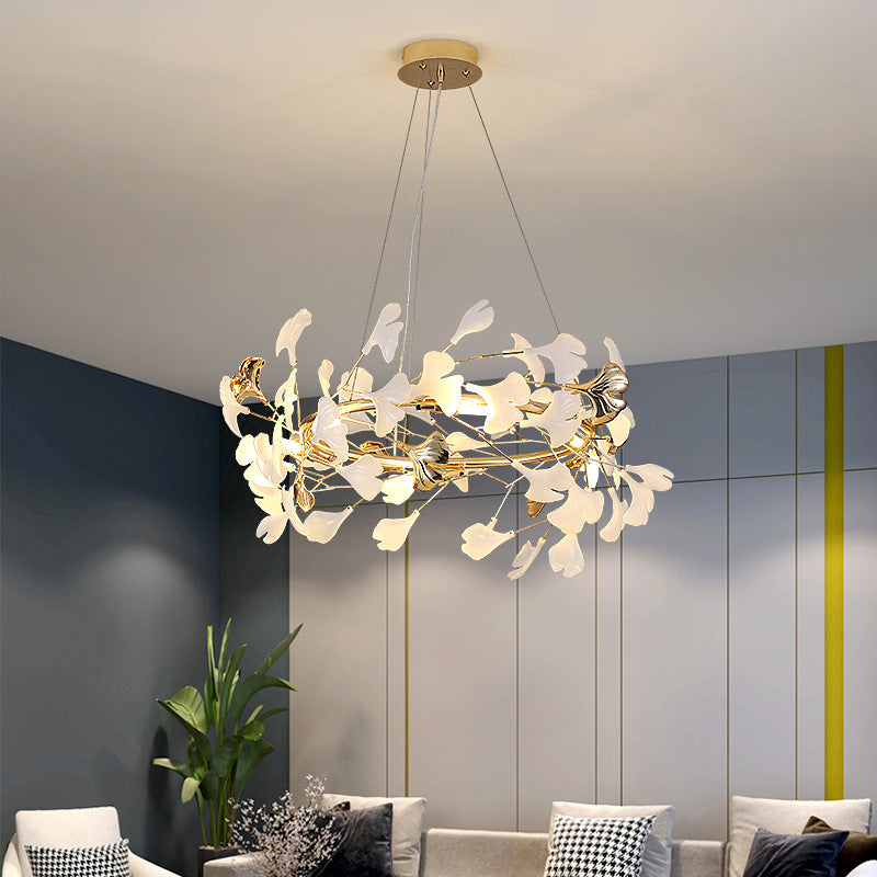 Minimalist Art Chandelier With Ginkgo Leaf Design CJ