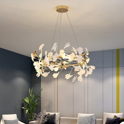 Minimalist Art Chandelier With Ginkgo Leaf Design CJ