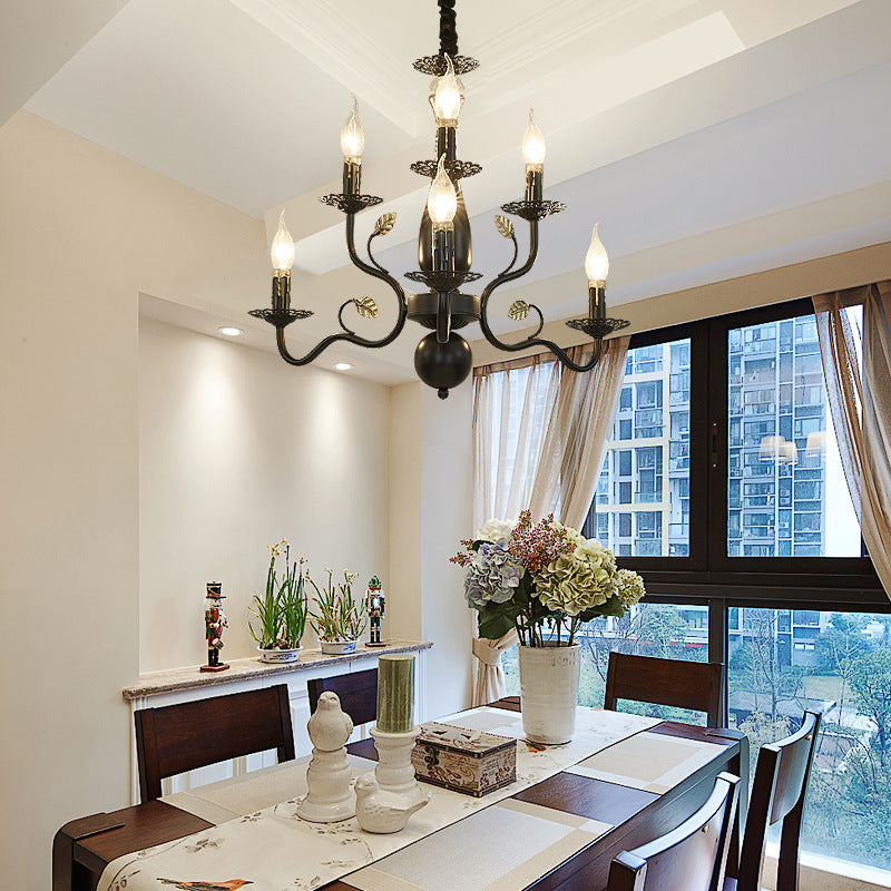 Living Room Bedroom Aisle Wrought Iron Candle Crystal Chandelier CJ