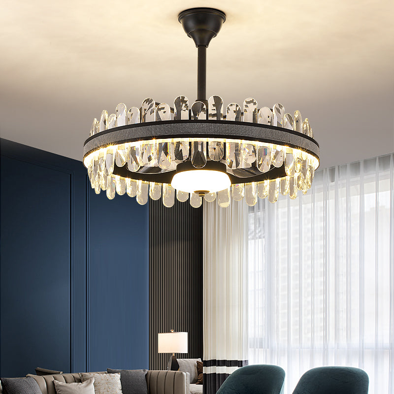 Fan light, dining room light, bedroom light, crystal light, crystal chandelier YUHUAQI LIGHTING