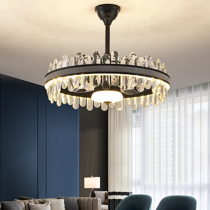Fan light, dining room light, bedroom light, crystal light, crystal chandelier YUHUAQI LIGHTING