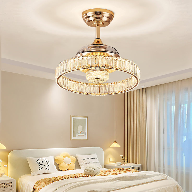 Fan light, dining room light, bedroom light, crystal chandelier, modern minimalist style YUHUAQI LIGHTING