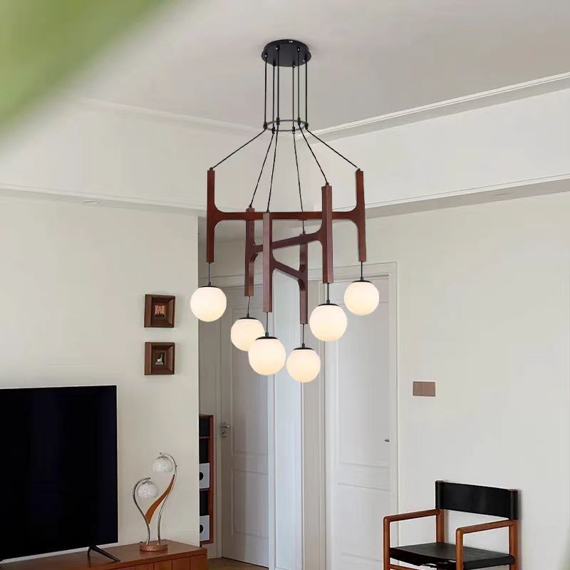 Living Room Chandelier Solid Wood Stairs Dining-room Lamp CJ