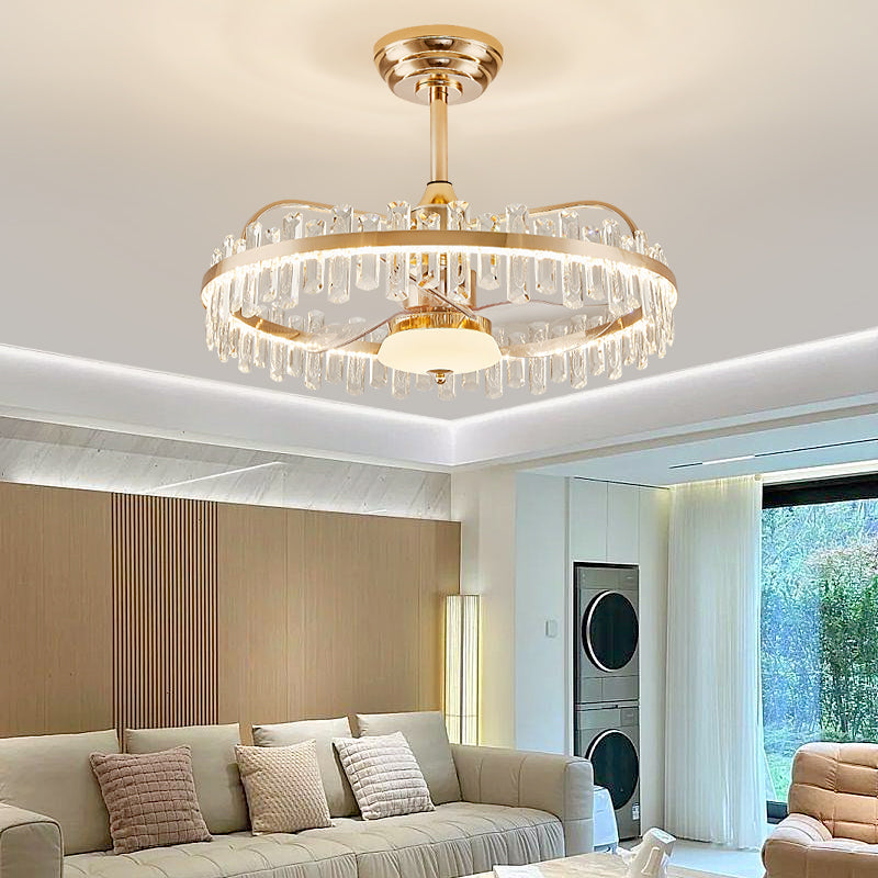Fan light, dining room light, bedroom light, crystal chandelier. YUHUAQI LIGHTING