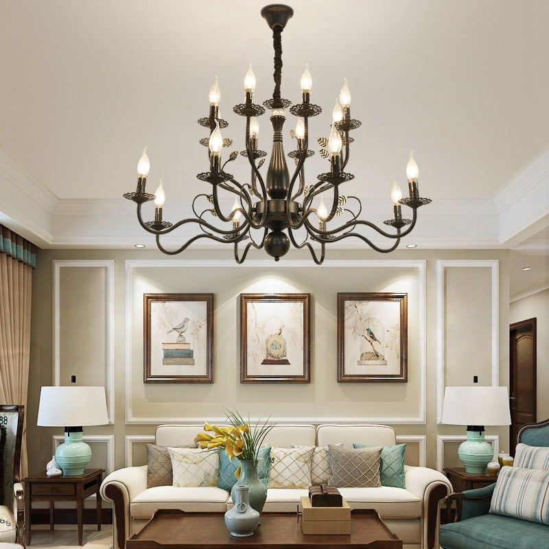 Living Room Bedroom Aisle Wrought Iron Candle Crystal Chandelier CJ