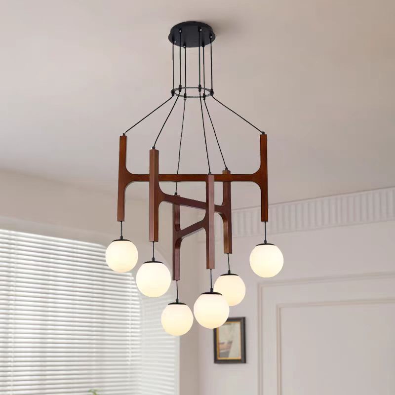 Living Room Chandelier Solid Wood Stairs Dining-room Lamp CJ