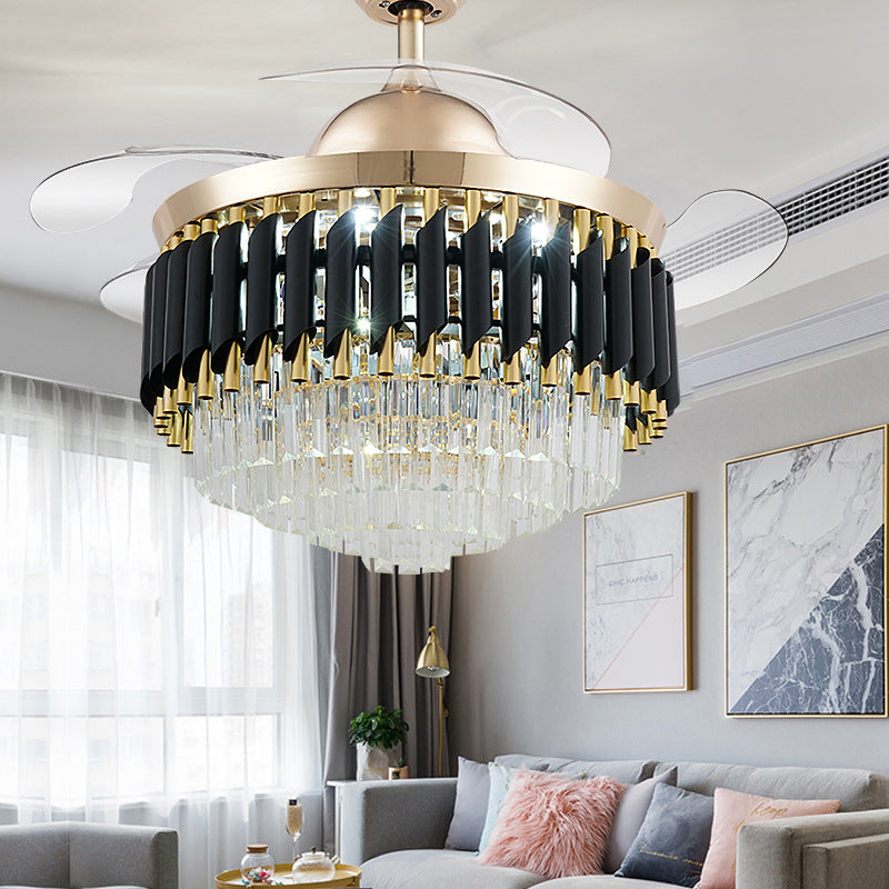 LED Frequency Conversion Fan Light Crystal Chandelier NatalizHomeShop