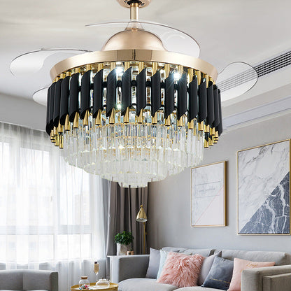 LED Frequency Conversion Fan Light Crystal Chandelier NatalizHomeShop