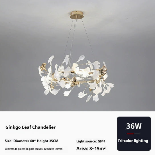 Minimalist Art Chandelier With Ginkgo Leaf Design CJ