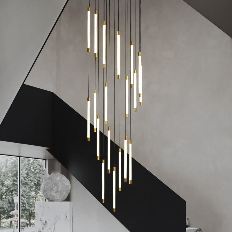 All Copper Duplex Staircase Long Chandelier CJ