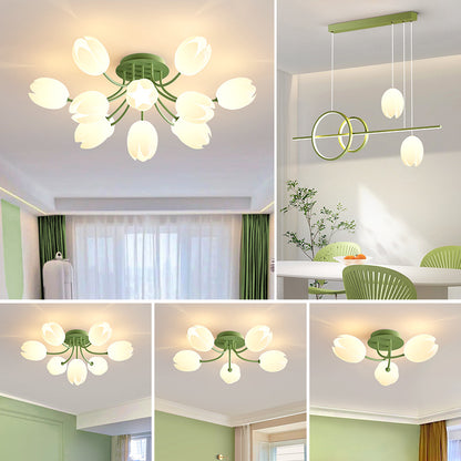 Magnolia French Cream Style Living Room Chandelier Warm Romantic Flower Room Lighting Package CJ