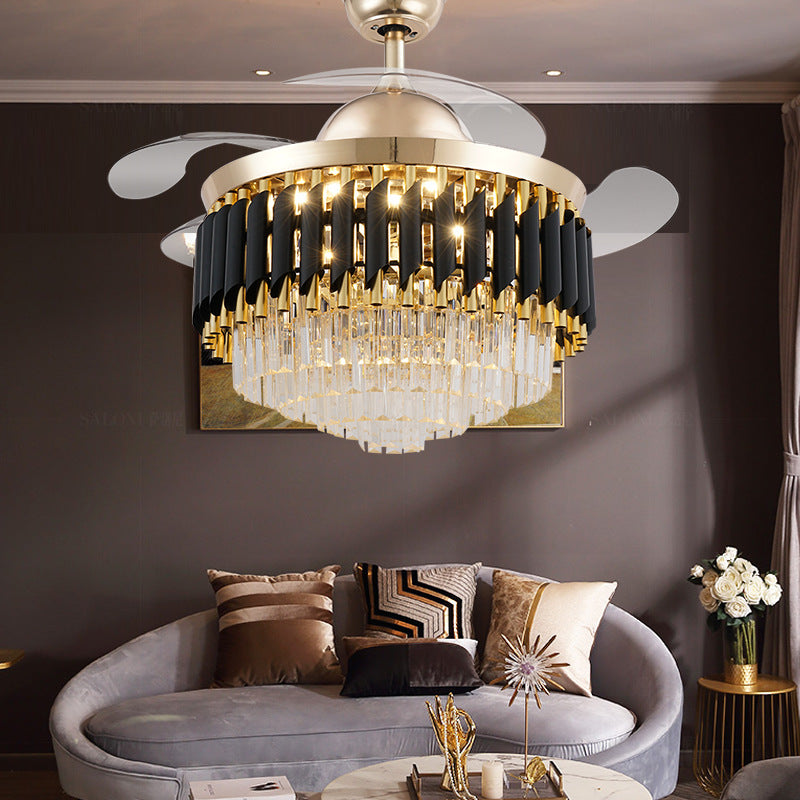 LED Frequency Conversion Fan Light Crystal Chandelier NatalizHomeShop