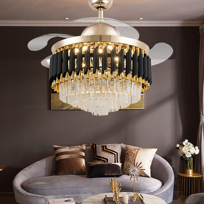 LED Frequency Conversion Fan Light Crystal Chandelier NatalizHomeShop