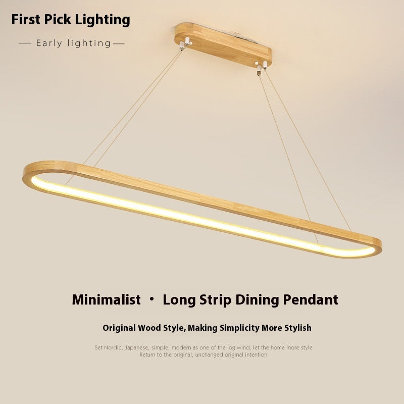 Long Chandelier Log Style Simple Restaurant Bar Office CJ