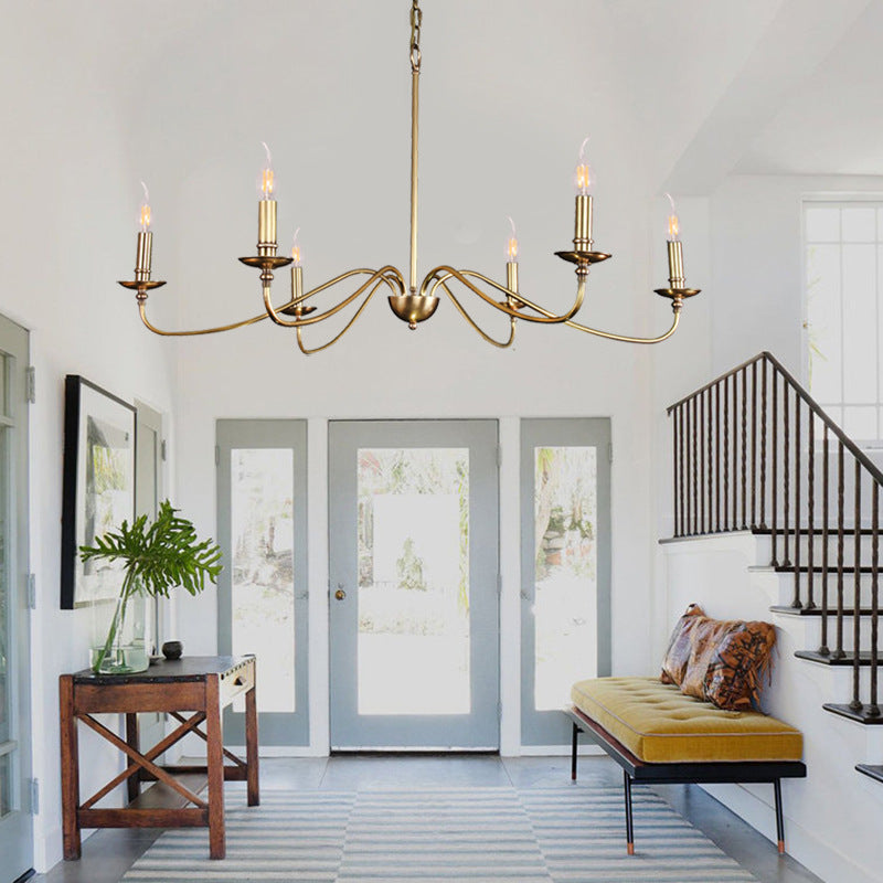 Copper American Style Chandelier Retro Living Room Bedroom Duplex CJ