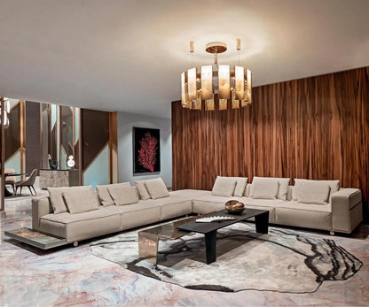 Luxury Lounge Italian Designer Couch Living Room Sofa Set Furniture Modular L Shape 7 Seater Sofa Leather Sectional Sofa Arado