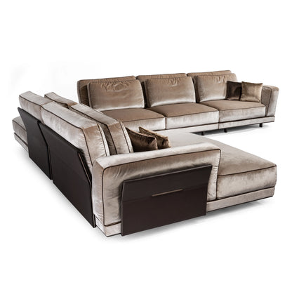 High End Italian Luxury L Shape Corner Couch Living Room Sofa Modern Modular Combination Velvet Sectional Sofa Furniture Set Arado