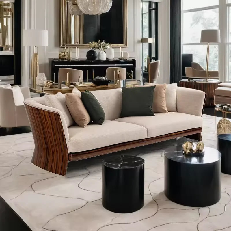 Luxury Villa Furniture Leather Sectional Sofa Couch Living Room Fabric Sofa Modern Sectional Sofa Set Arado