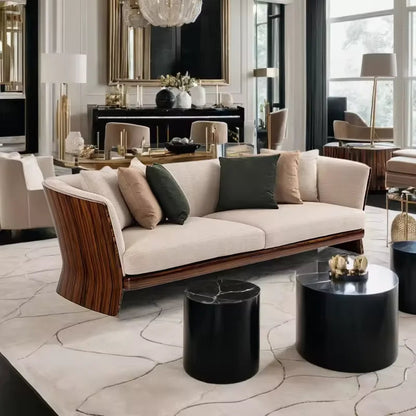Luxury Villa Furniture Leather Sectional Sofa Couch Living Room Fabric Sofa Modern Sectional Sofa Set Arado